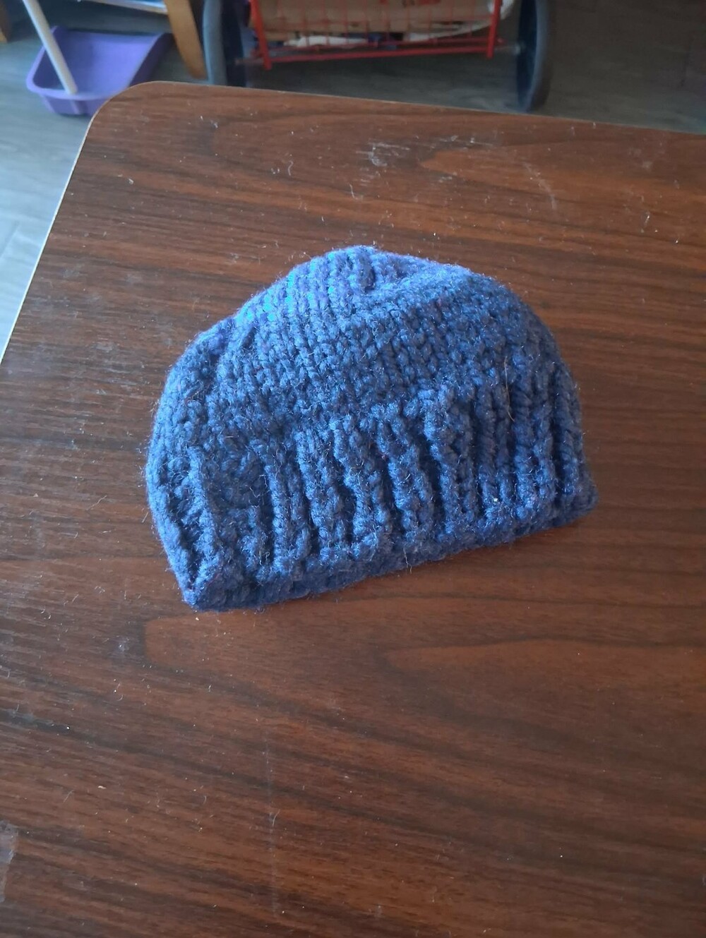 Hanmade Knit Navy Blue Toddler Winter Beanie Hat NWT 1 Piece